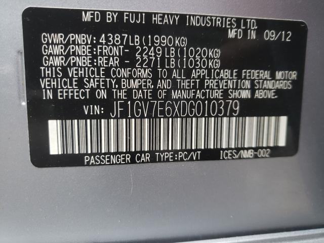2013 SUBARU IMPREZA WR JF1GV7E6XDG010379