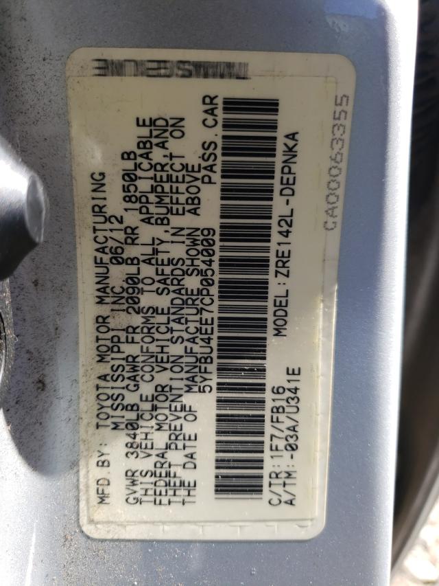 2012 TOYOTA CORROLA LE 5YFBU4EE7CP054009