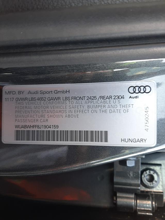 2018 AUDI RS3 WUABWHFF8J1904159