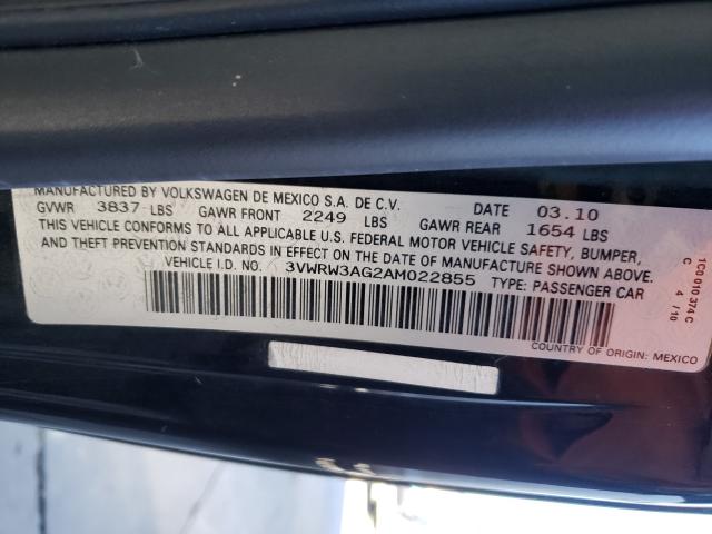 2010 VOLKSWAGEN NEW BEETLE 3VWRW3AG2AM022855