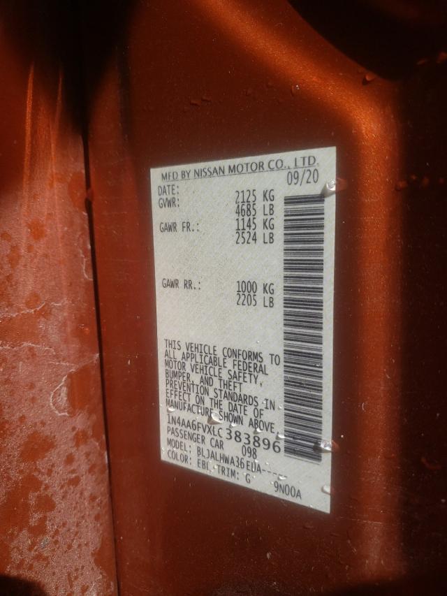 2020 NISSAN MAXIMA PLA 1N4AA6FVXLC383896