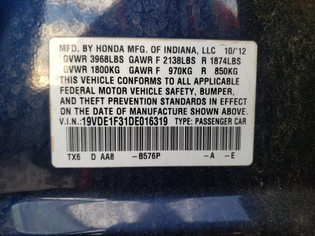 2013 ACURA ILX 20 19VDE1F31DE016319