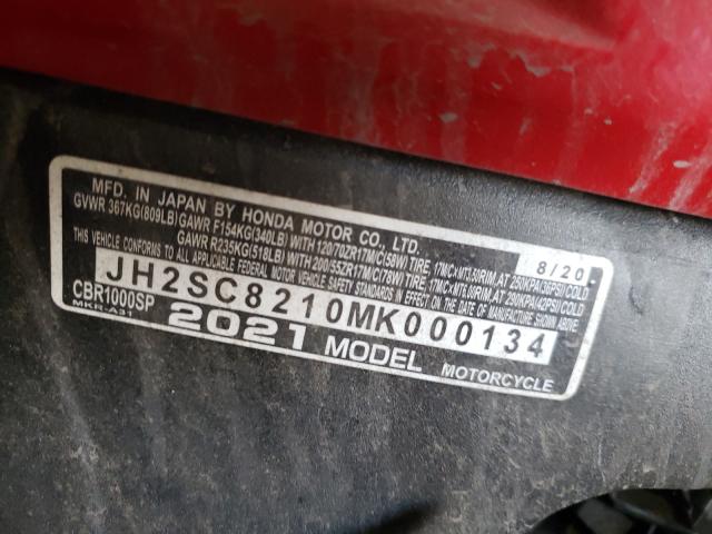 2021 HONDA CBR1000 SP JH2SC8210MK000134
