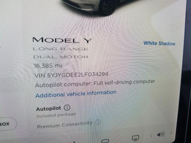 2020 TESLA MODEL Y 5YJYGDEE2LF034294