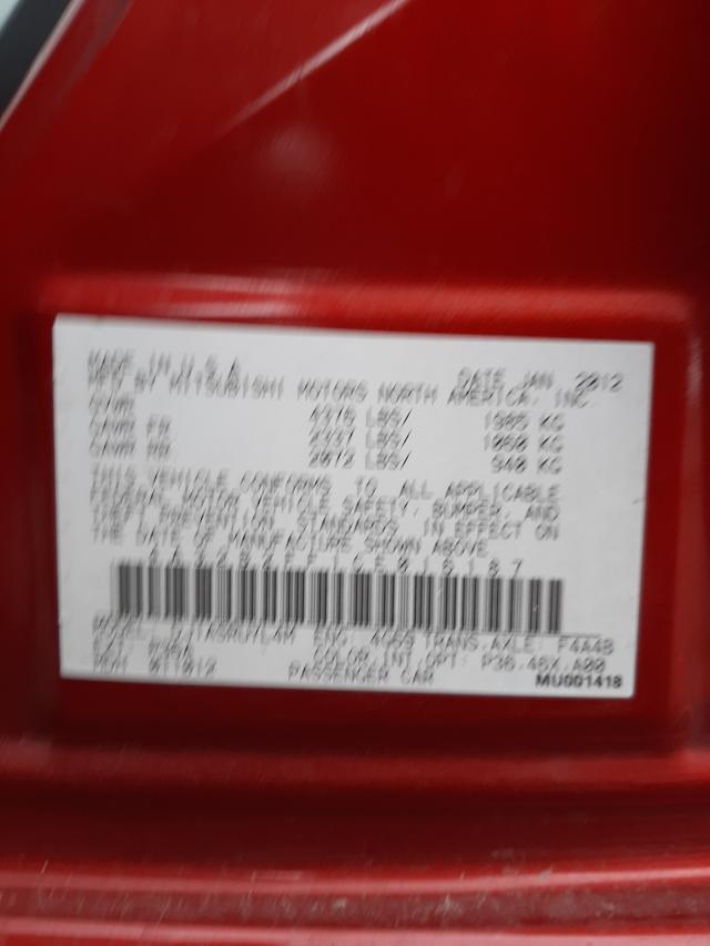 2012 MITSUBISHI GALANT FE 4A32B2FF1CE016187