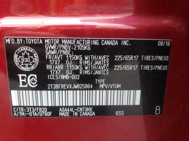2T3BFREVXJW825864 Toyota Rav4 Le 2018. Фото: 9