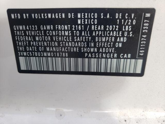 3VWC57BU3MM018788 Volkswagen Jetta S 2021. Фото: 9
