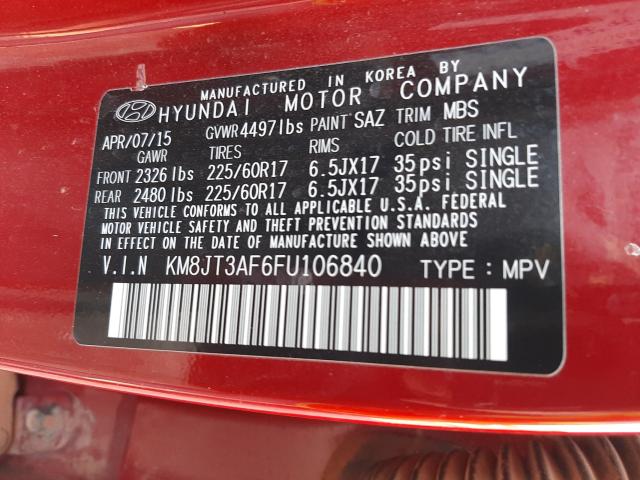 KM8JT3AF6FU106840 Hyundai Tucson Gls 2015. Фото: 9