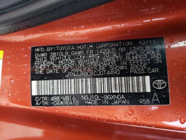 2012 TOYOTA SCION IQ JTNJJXB0XCJ014490