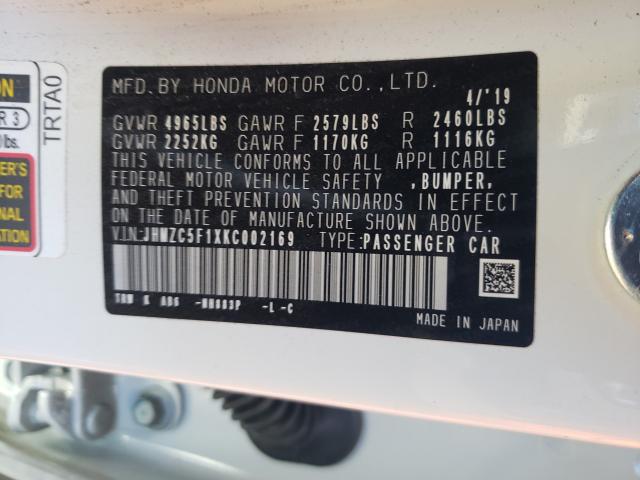 2019 HONDA CLARITY JHMZC5F1XKC002169