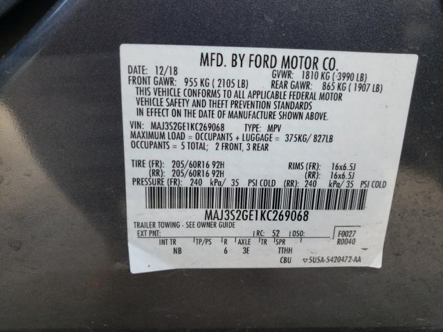 2019 FORD ECOSPORT S MAJ3S2GE1KC269068