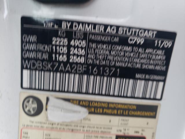 2011 MERCEDES-BENZ SL 63 AMG WDBSK7AA2BF161371