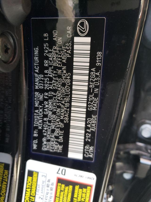 2020 LEXUS ES 350 BAS 58ACZ1B16LU070845