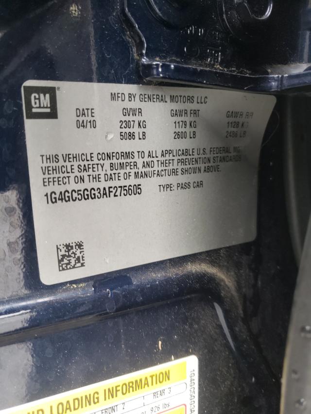 2010 BUICK LACROSSE C 1G4GC5GG3AF275605