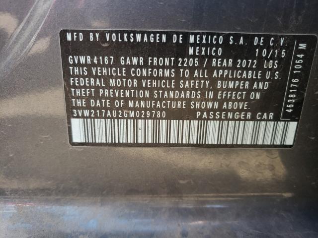 2016 VOLKSWAGEN GOLF S/SE 3VW217AU2GM029780