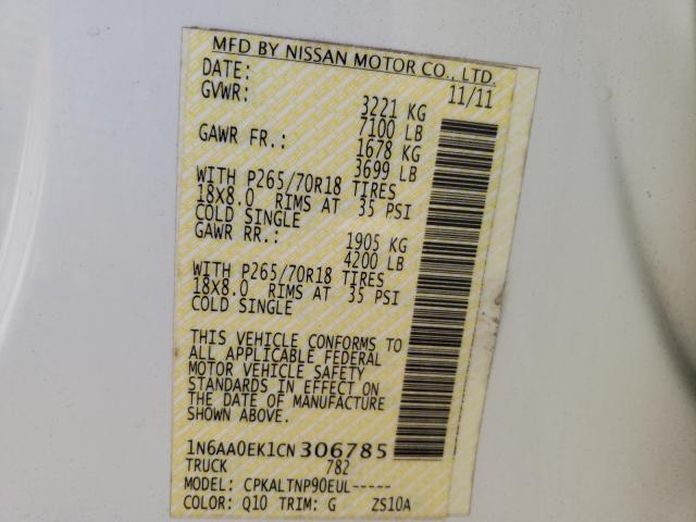 2012 NISSAN TITAN XE/S 1N6AA0EK1CN306785
