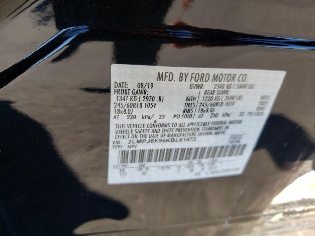 2019 LINCOLN NAUTILUS S 2LMPJ6K96KBL61972