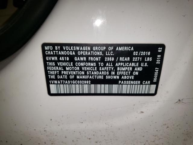 2016 VOLKSWAGEN PASSAT 1VWAT7A31GC032992