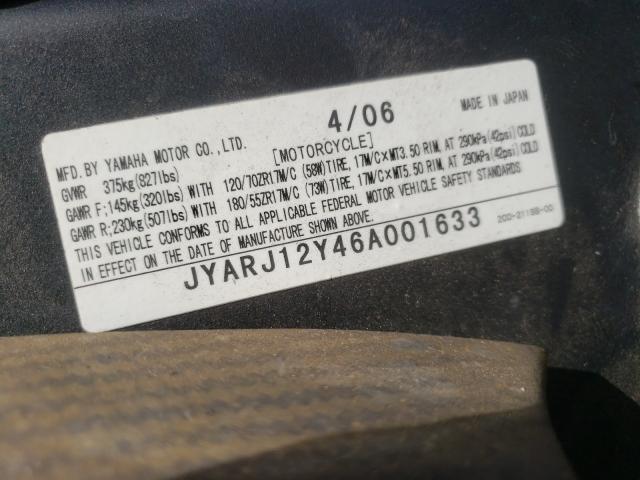 2006 YAMAHA YZFR6 C JYARJ12Y46A001633
