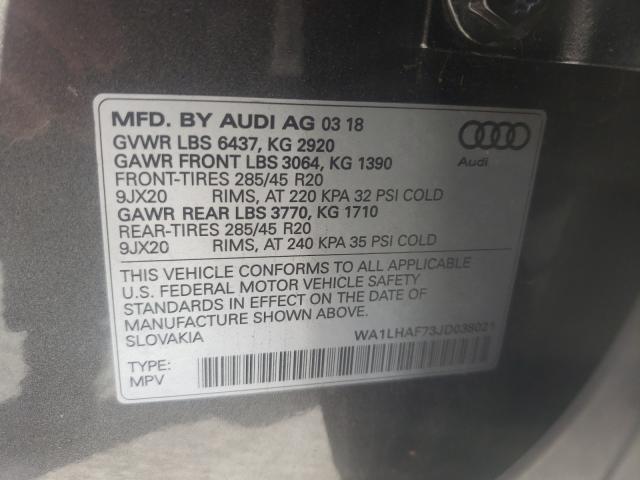 VIN WA1LHAF73JD038021 2018 Audi Q7, Premium Plus no.10