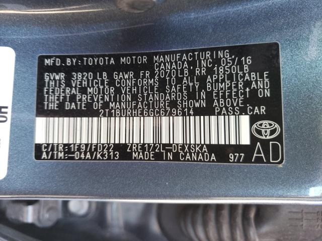 2016 TOYOTA COROLLA S 2T1BURHE6GC679614