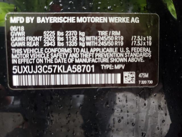 2019 BMW X4 XDRIVE3 5UXUJ3C57KLA58701