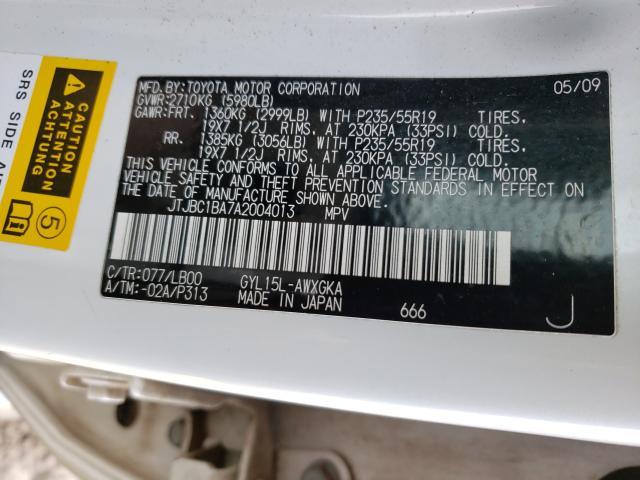 2010 LEXUS RX 450 JTJBC1BA7A2004013