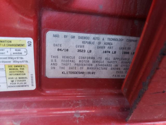 2010 CHEVROLET AVEO KL1TD5DE5AB119101