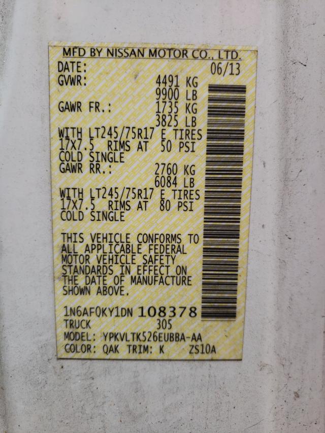 2013 NISSAN NV 2500 1N6AF0KY1DN108378