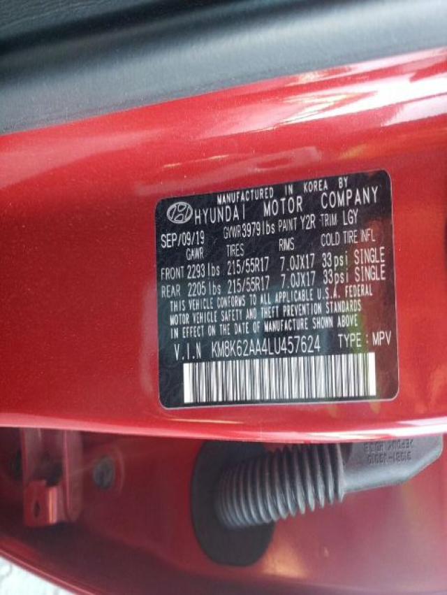 2020 HYUNDAI KONA SEL P KM8K62AA4LU457624