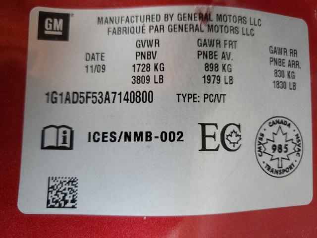 2010 CHEVROLET COBALT 1LT 1G1AD5F53A7140800