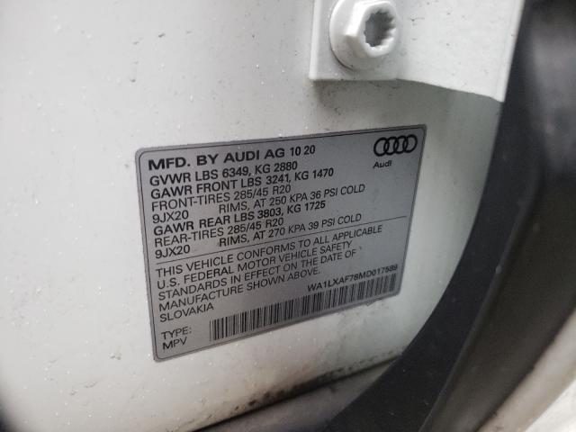 VIN WA1LXAF78MD017589 2021 Audi Q7, Premium Plus no.10