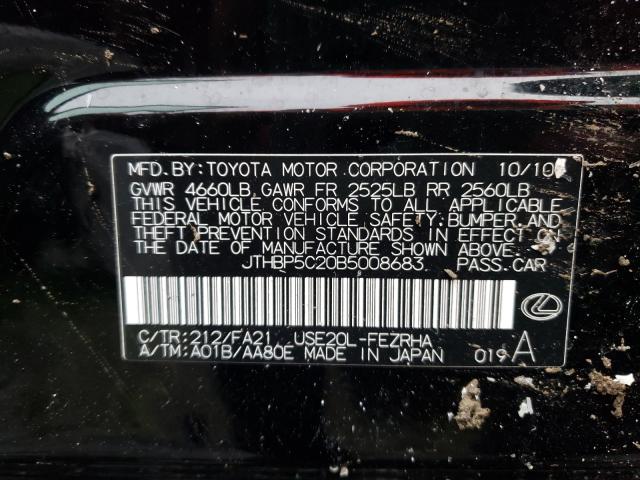 2011 LEXUS IS F JTHBP5C20B5008683