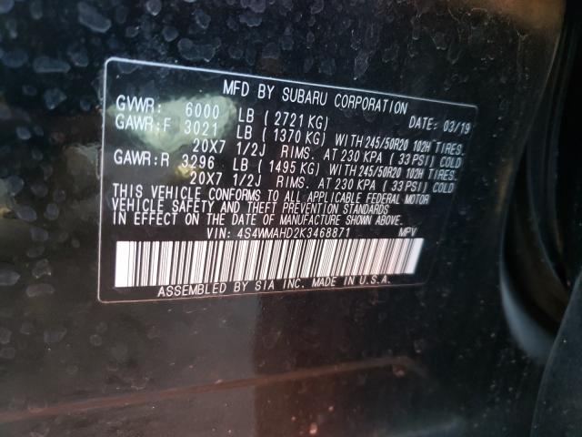 2019 SUBARU ASCENT PRE 4S4WMAHD2K3468871