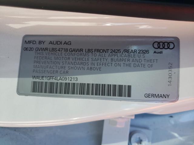2020 AUDI S3 PREMIUM WAUE1GFF4LA091213