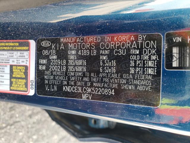 2019 KIA NIRO TOURI KNDCE3LC9K5220894