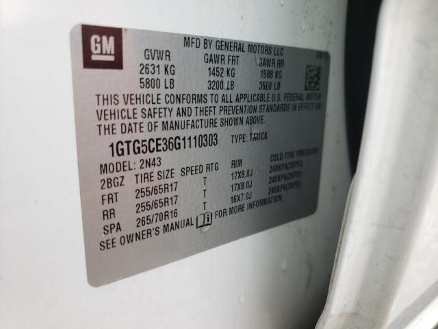 2016 GMC CANYON SLE 1GTG5CE36G1110303