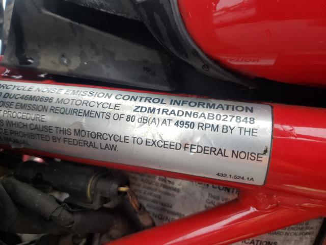 2010 DUCATI MONSTER 69 ZDM1RADN6AB027848