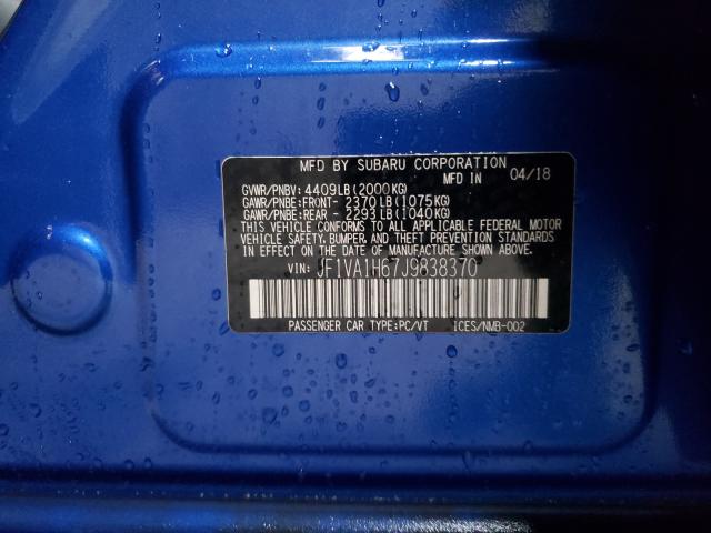 2018 SUBARU WRX LIMITE JF1VA1H67J9838370