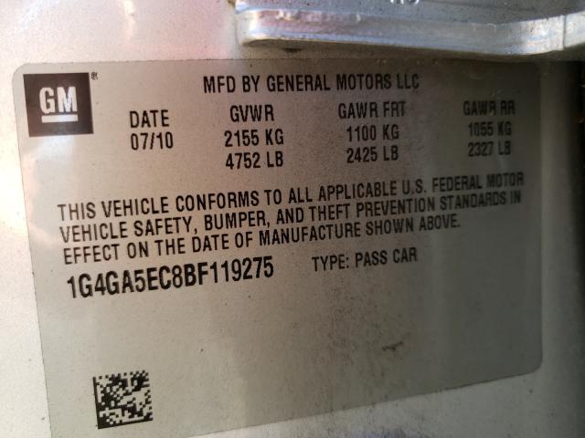 2011 BUICK LACROSSE C 1G4GA5EC8BF119275