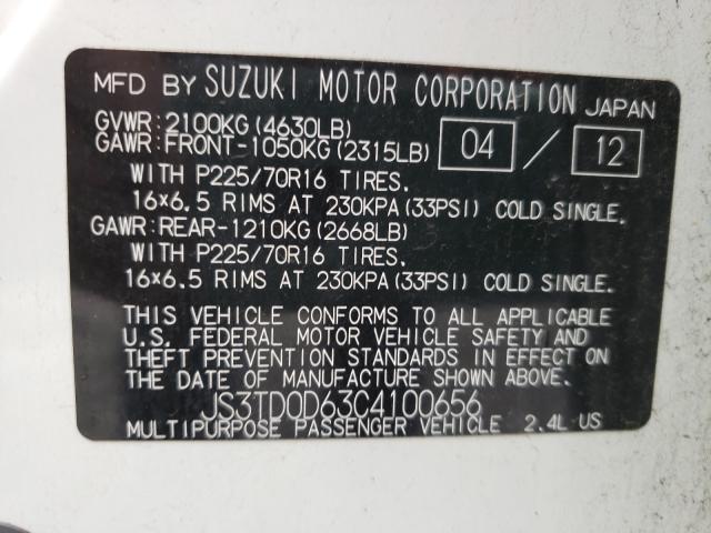 2012 SUZUKI GRAND VITA JS3TD0D63C4100656