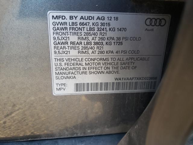 VIN WA1VAAF7XKD023658 2019 Audi Q7, Prestige no.10