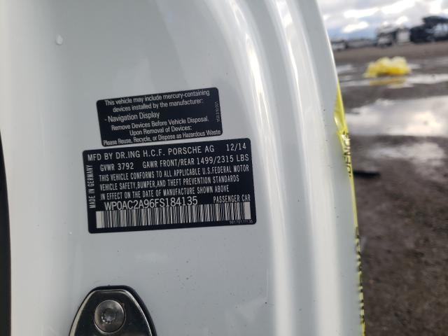 2015 PORSCHE 911 GT3 WP0AC2A96FS184135