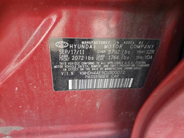 2012 HYUNDAI ELANTRA GL KMHDH4AE5CU300072