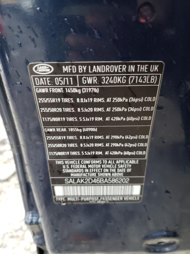 2011 LAND ROVER LR4 HSE LU SALAK2D46BA586202
