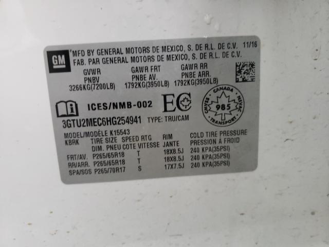 2017 GMC SIERRA K15 3GTU2MEC6HG254941