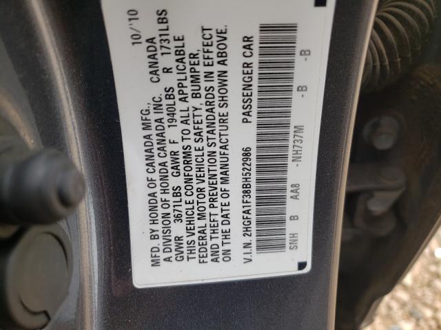 2011 HONDA CIVIC VP 2HGFA1F38BH522986