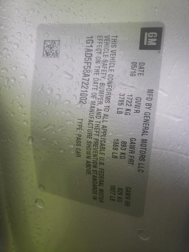 2010 CHEVROLET COBALT 1LT 1G1AD5F58A7221002