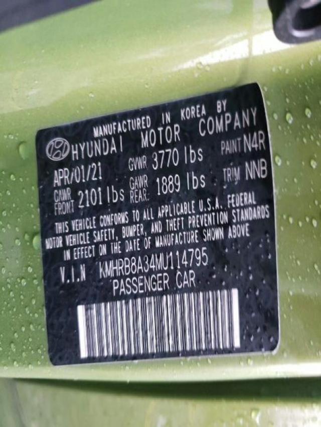 2021 HYUNDAI VENUE SE KMHRB8A34MU114795