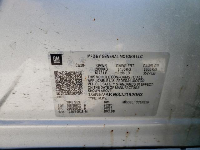 2018 CHEVROLET TRAVERSE H 1GNEVKKW3JJ192053